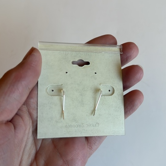 NWT Art Deco Style Silver and Orange drop Cubic Zirconia Hypoallergenic Earrings - Picture 3 of 5